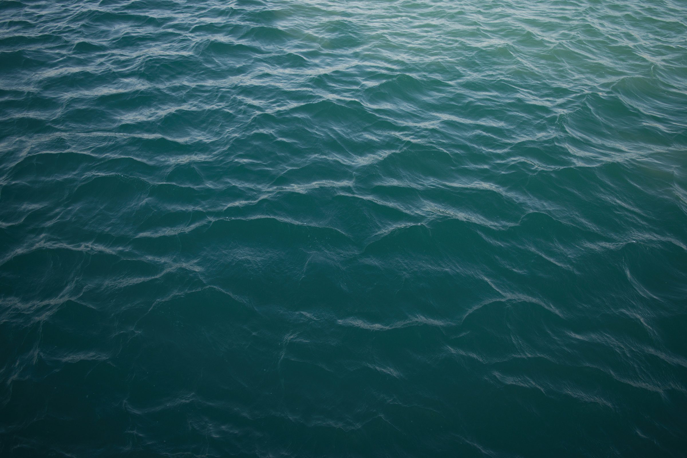 Calm teal water moving in soft sunlight